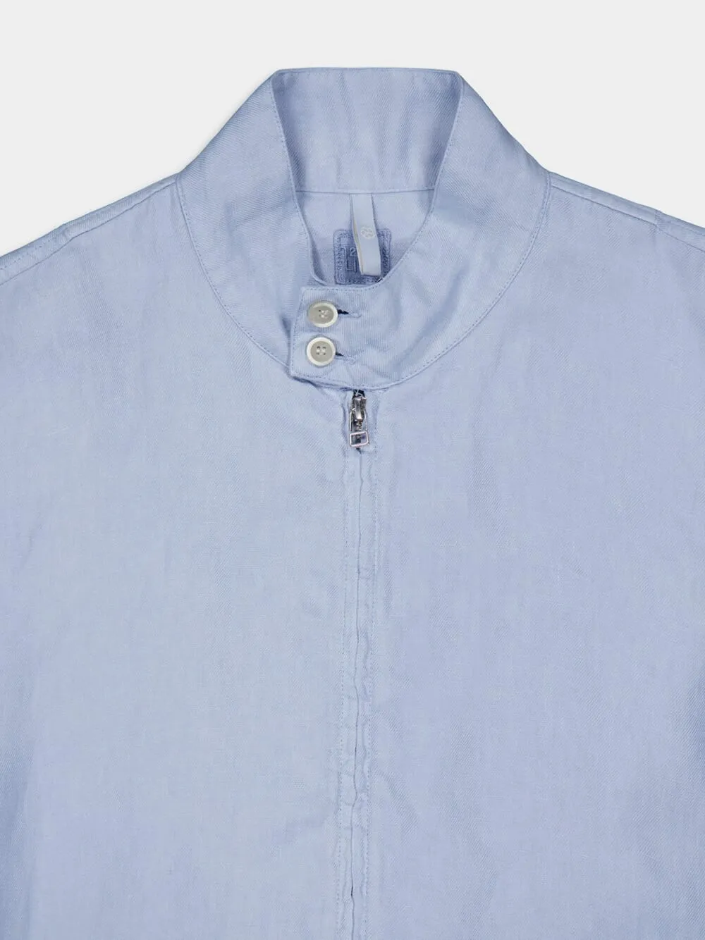 Light Blue Linen Bomber Jacket