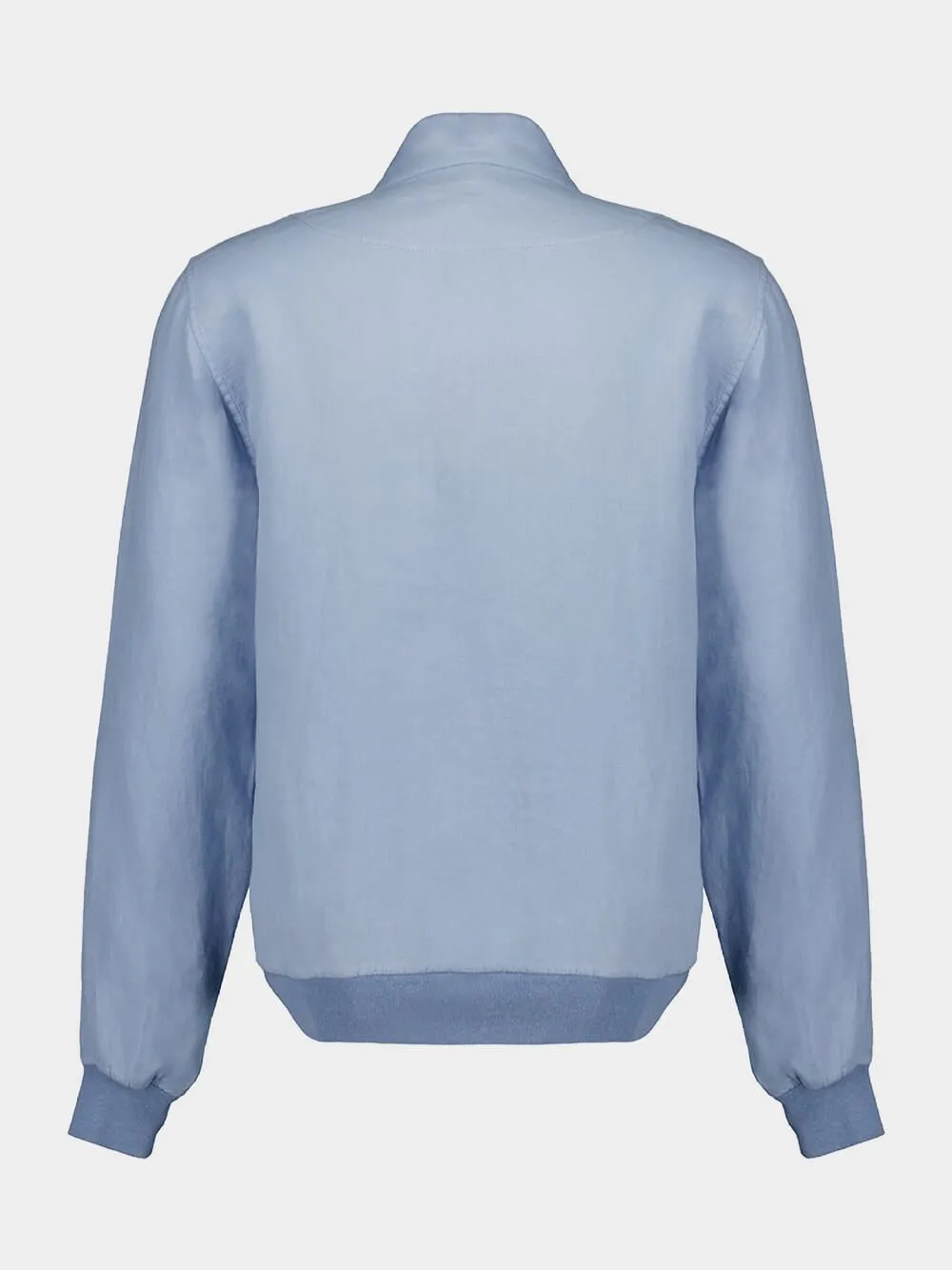 Light Blue Linen Bomber Jacket