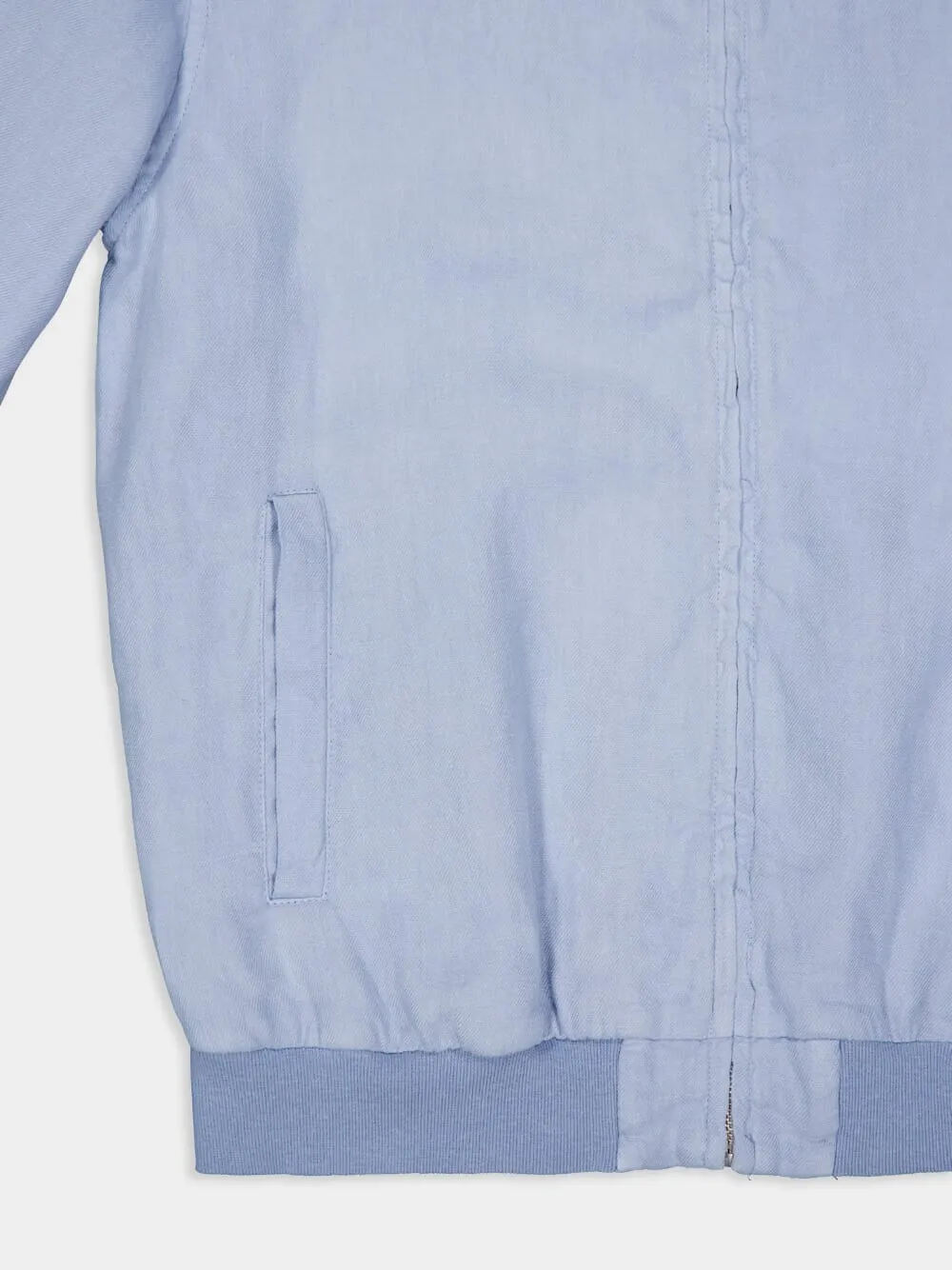 Light Blue Linen Bomber Jacket