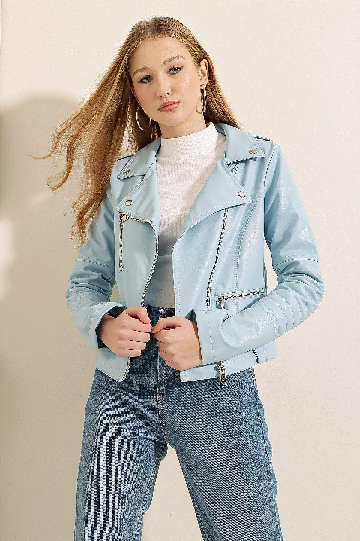 <tc>Veste en simili cuir de style biker 1025.</tc>