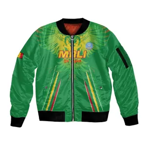 Mali Football Custom Sleeve Zip Bomber Jacket Go Eagles - Green Color LT15