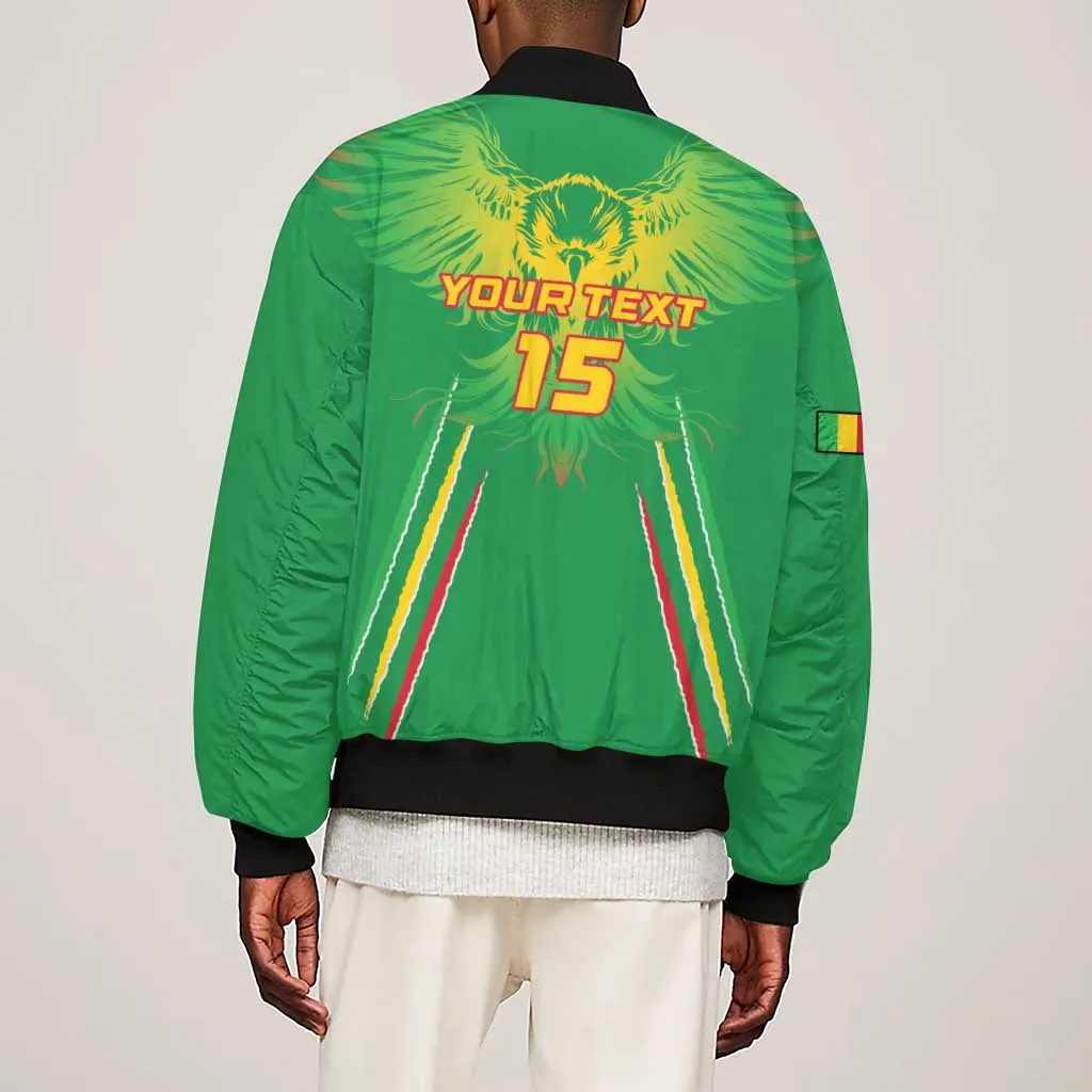 Mali Football Custom Sleeve Zip Bomber Jacket Go Eagles - Green Color LT15