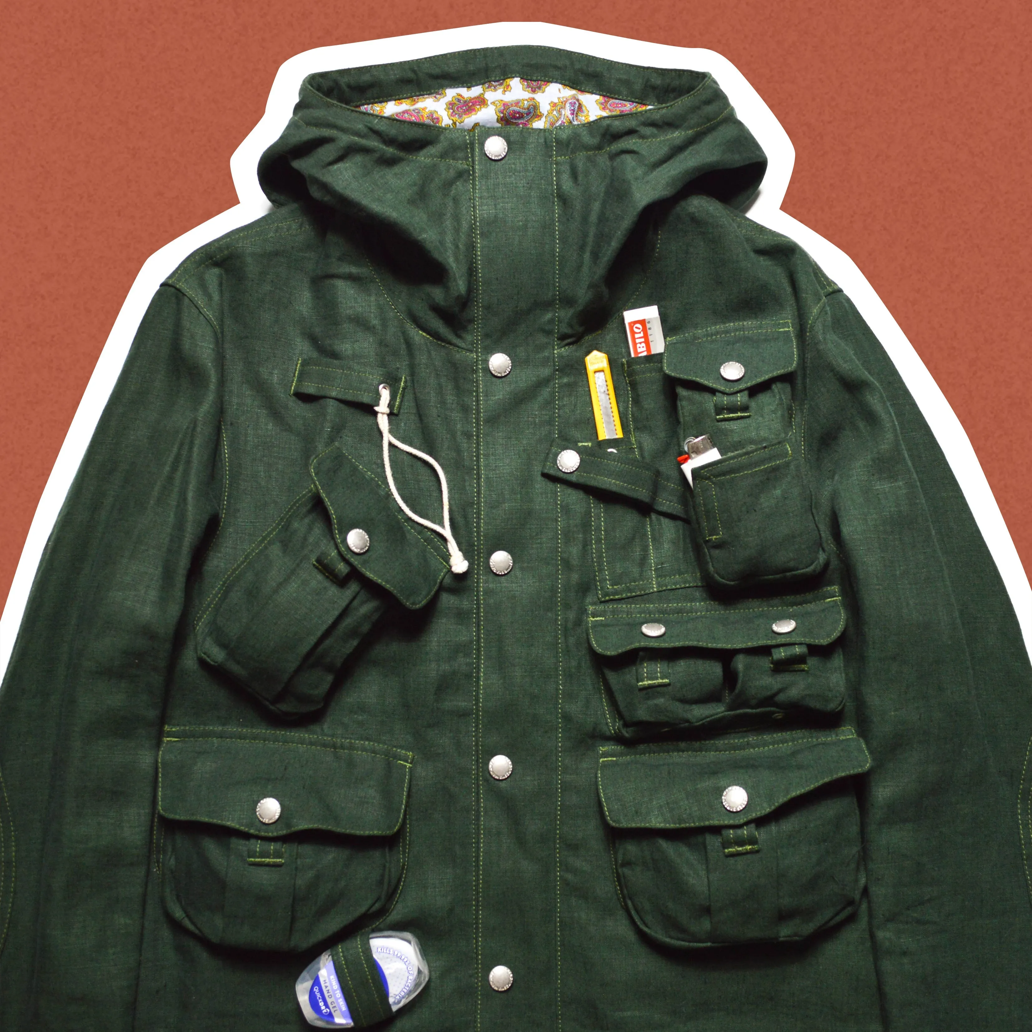 MAN S/S15 Green Linen Cargo Jacket (M)