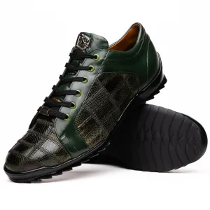 Marco Di Milano Bari Green Lizard Patchwork Leather Sneakers