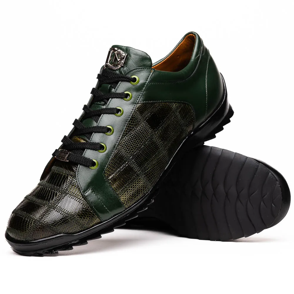 Marco Di Milano Bari Green Lizard Patchwork Leather Sneakers