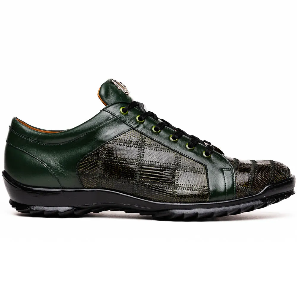 Marco Di Milano Bari Green Lizard Patchwork Leather Sneakers