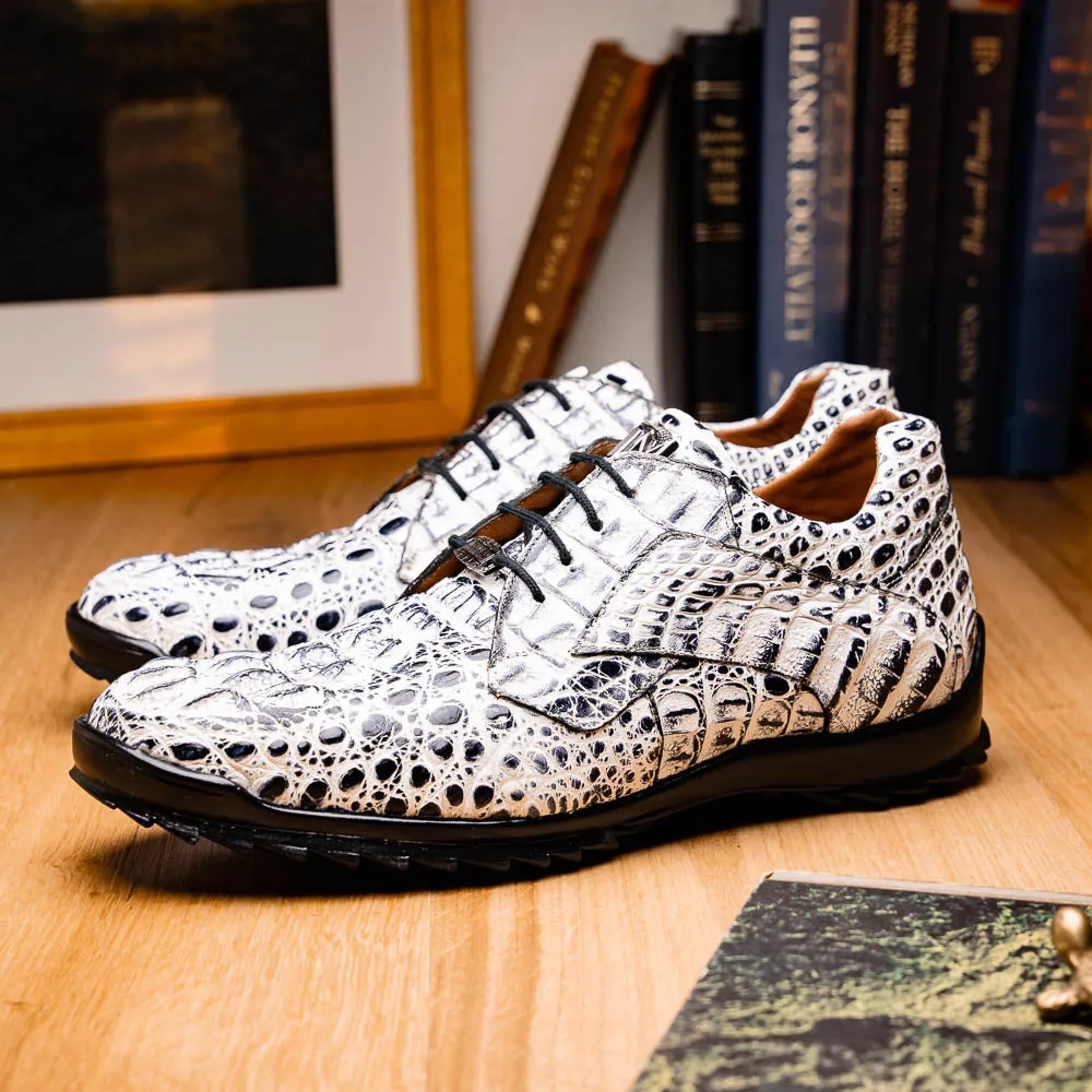 Marco Di Milano Kratos Newspaper Caiman Crocodile Sneakers