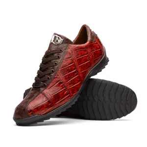 Marco Di Milano Saulo in Cognac Alligator & Ostrich Sneakers