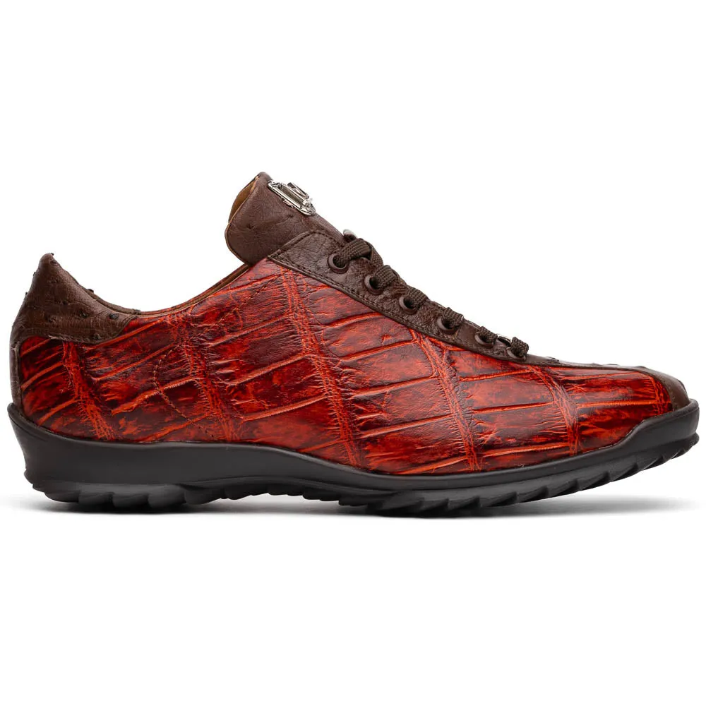 Marco Di Milano Saulo in Cognac Alligator & Ostrich Sneakers
