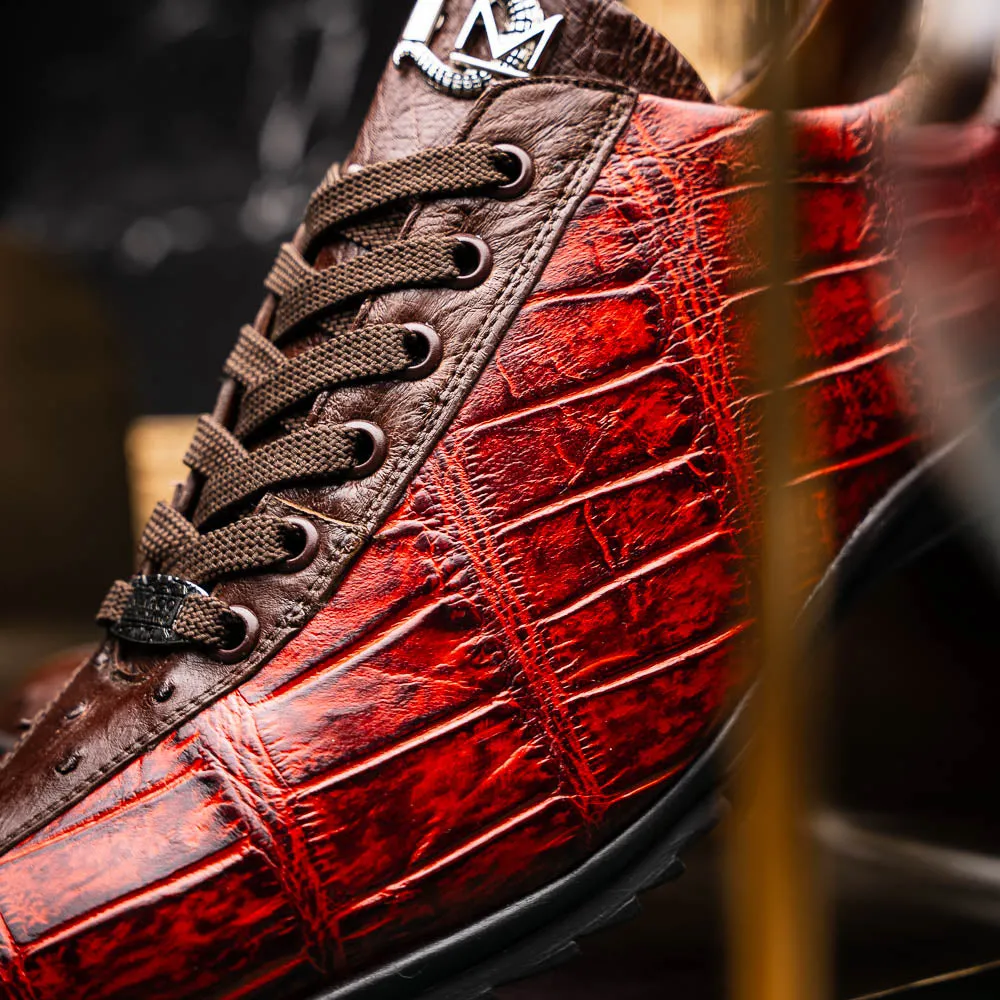 Marco Di Milano Saulo in Cognac Alligator & Ostrich Sneakers