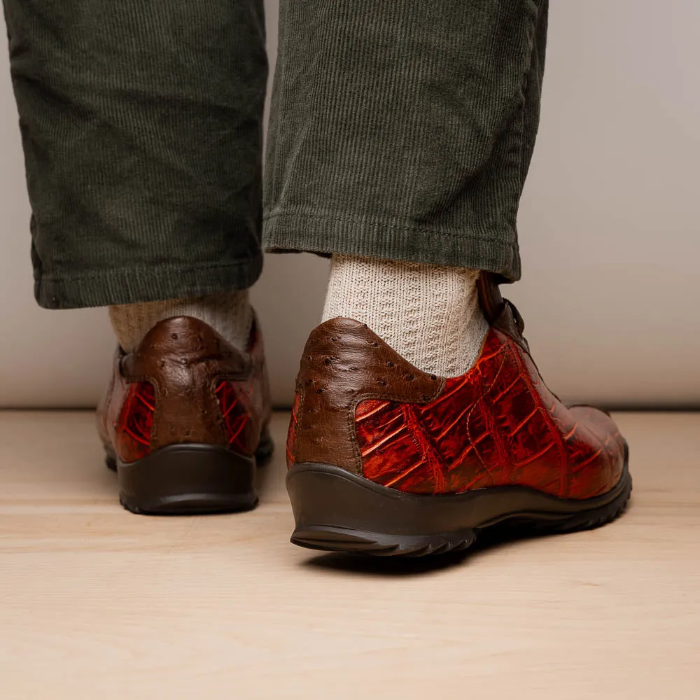 Marco Di Milano Saulo in Cognac Alligator & Ostrich Sneakers