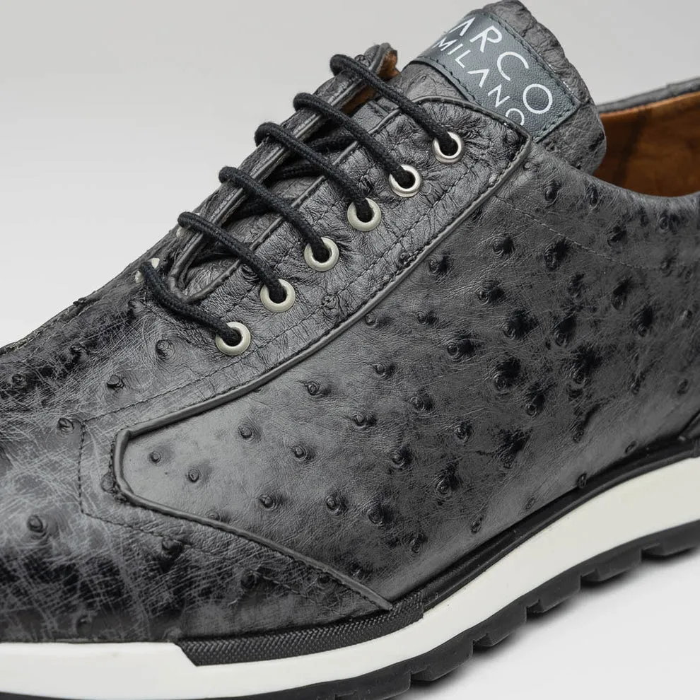 Marco Di Milano Scanno Antique Grey Ostrich Quill Sneakers