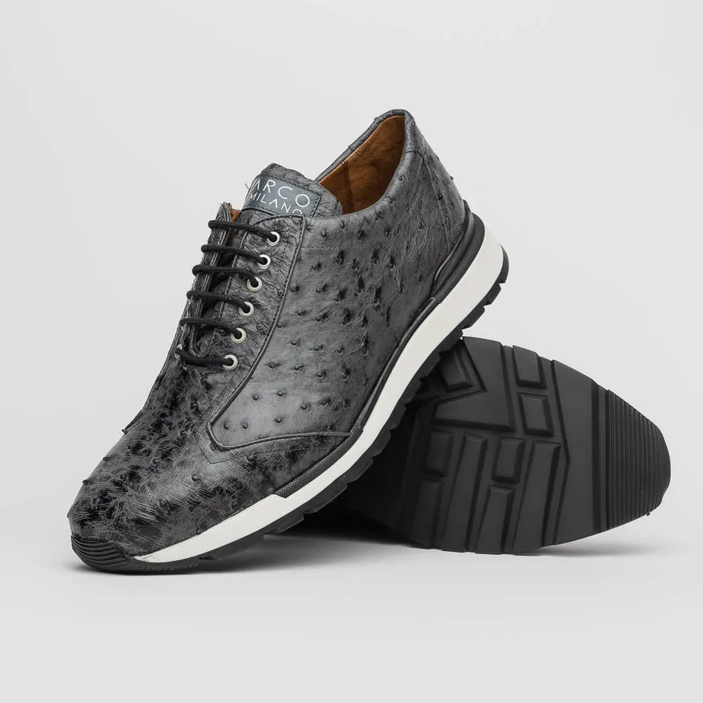 Marco Di Milano Scanno Antique Grey Ostrich Quill Sneakers