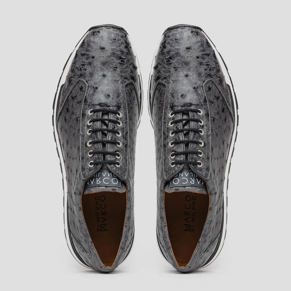 Marco Di Milano Scanno Antique Grey Ostrich Quill Sneakers