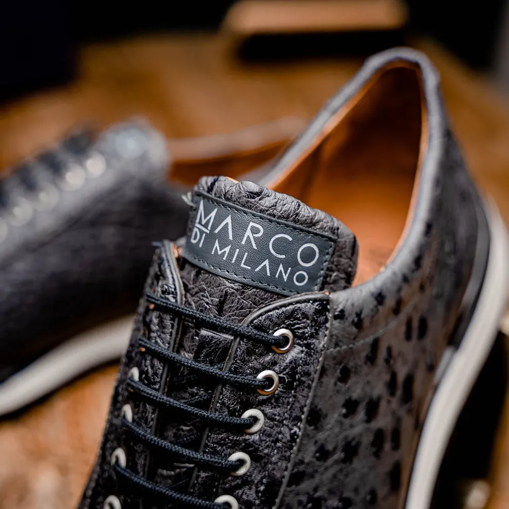 Marco Di Milano Scanno Antique Grey Ostrich Quill Sneakers