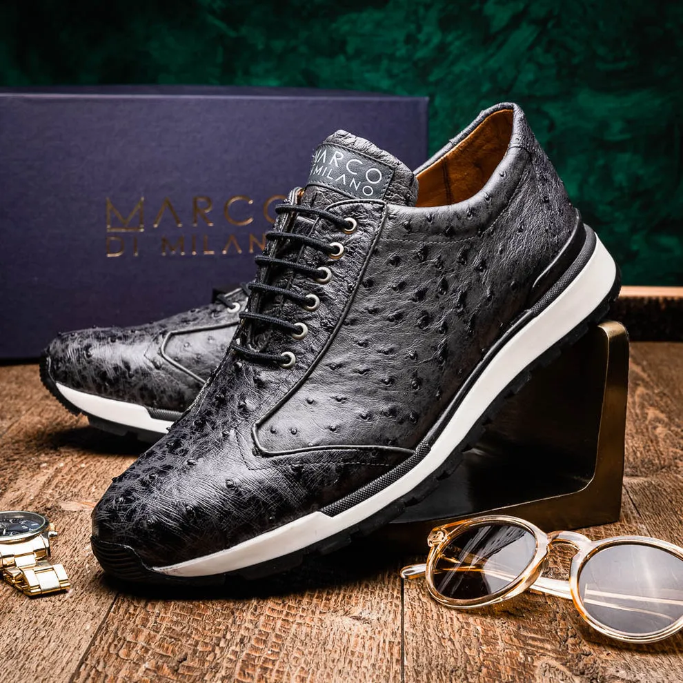 Marco Di Milano Scanno Antique Grey Ostrich Quill Sneakers