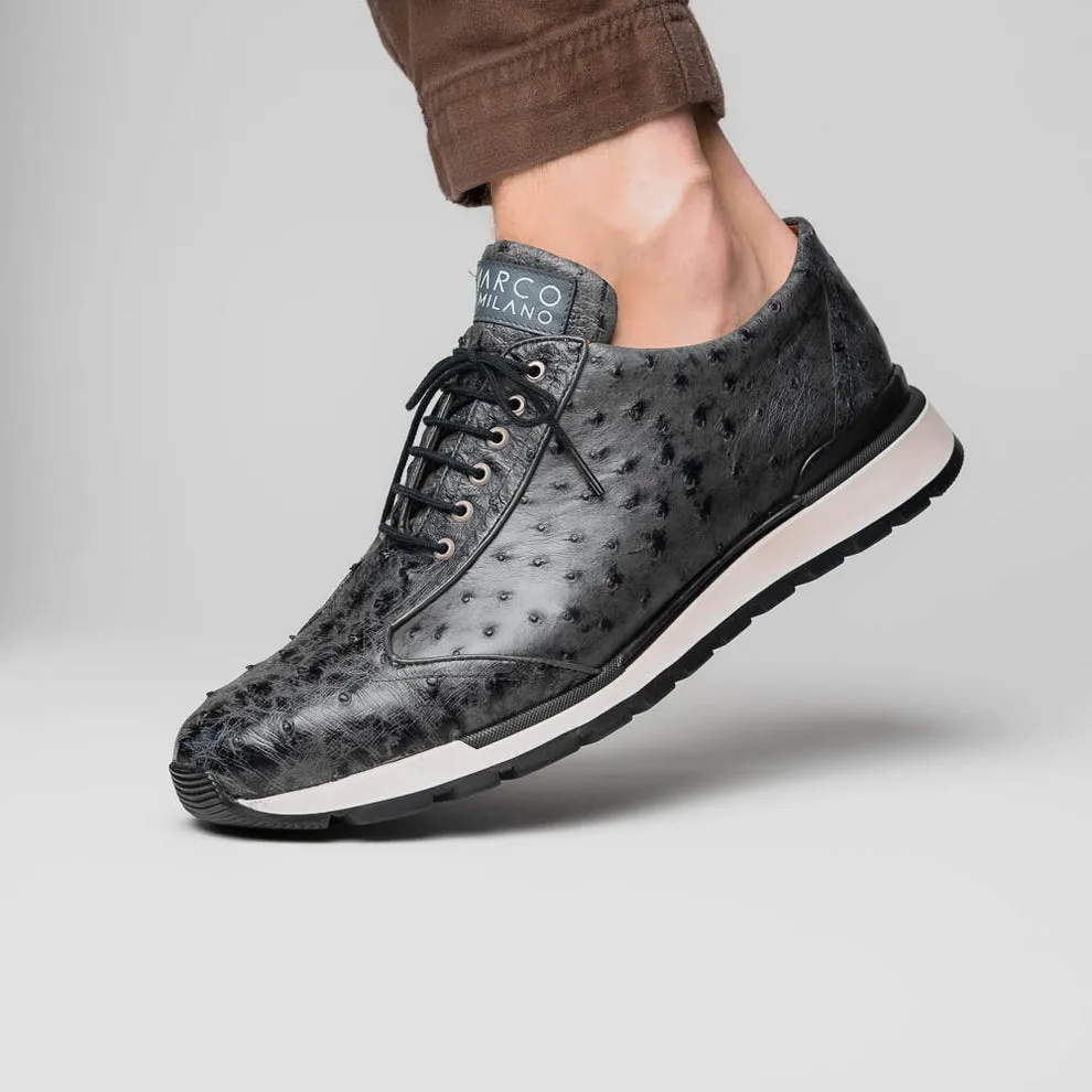 Marco Di Milano Scanno Antique Grey Ostrich Quill Sneakers
