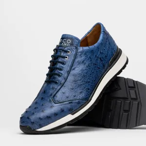 Marco Di Milano Scanno Antique Navy Ostrich Quill Sneakers