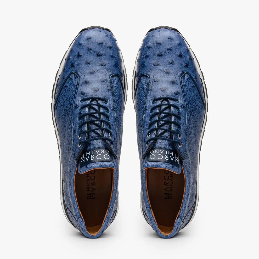 Marco Di Milano Scanno Antique Navy Ostrich Quill Sneakers