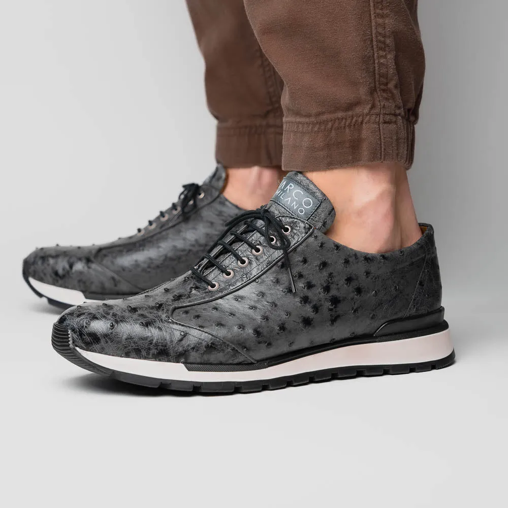 Marco Di Milano Scanno in Antique Grey Ostrich Sneakers