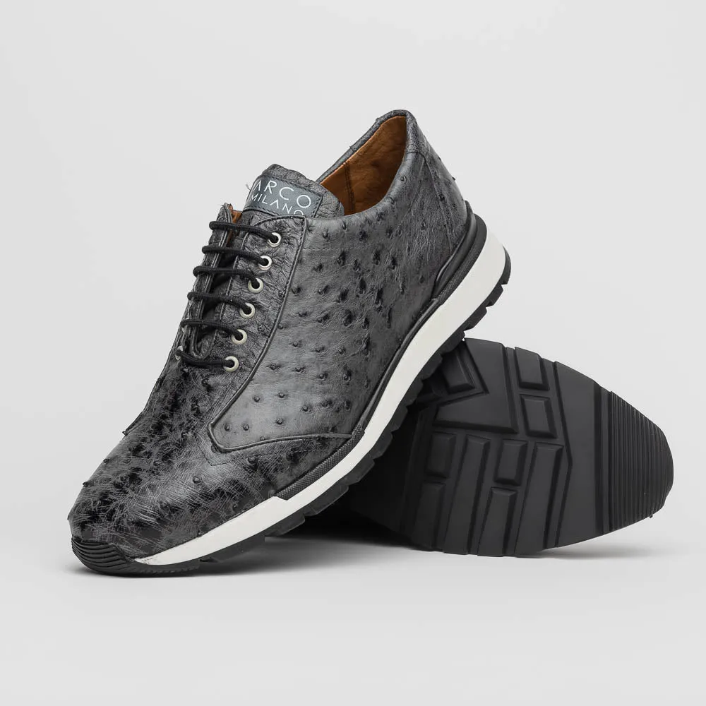 Marco Di Milano Scanno in Antique Grey Ostrich Sneakers
