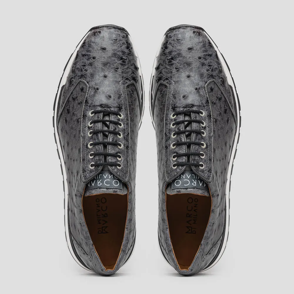 Marco Di Milano Scanno in Antique Grey Ostrich Sneakers