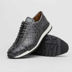 Marco Di Milano Scanno in Antique Grey Ostrich Sneakers