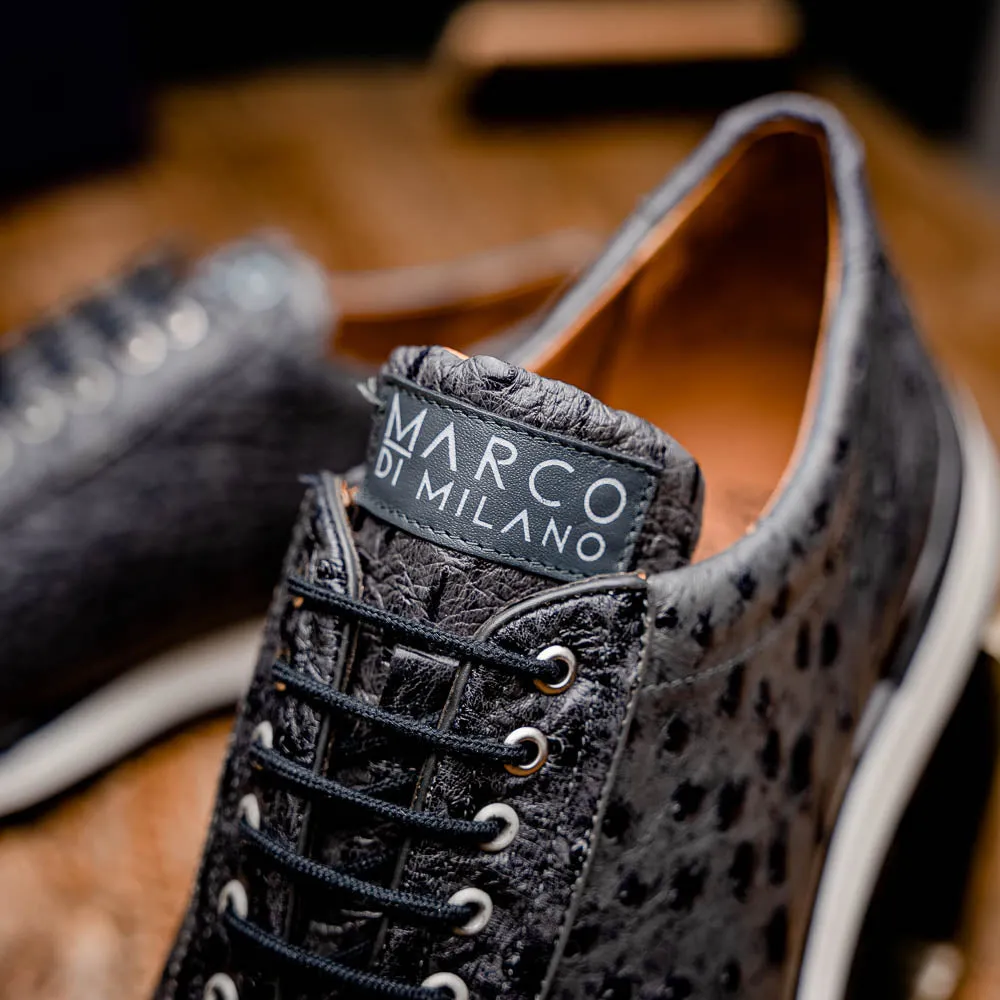 Marco Di Milano Scanno in Antique Grey Ostrich Sneakers