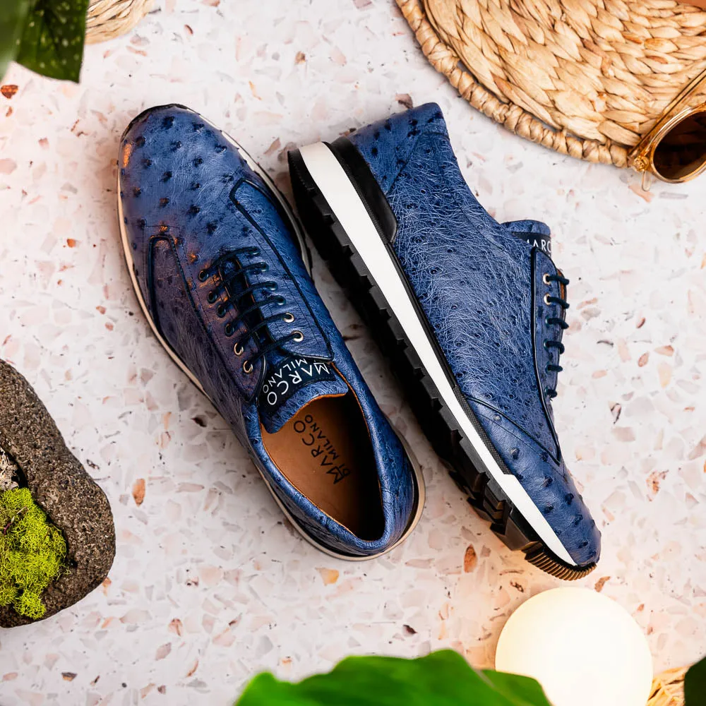 Marco Di Milano Scanno in Antique Navy Ostrich Sneakers