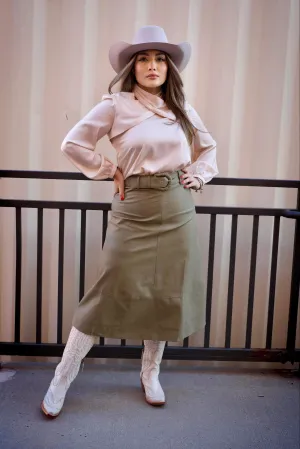 Margaux Green Long Skirt