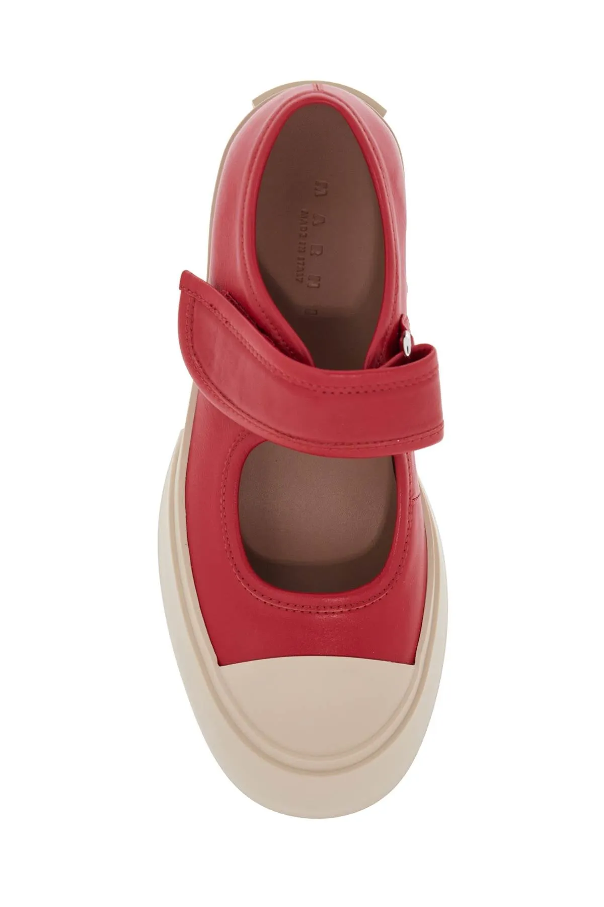 Marni intense crimson calfskin sneakers with velcro closure