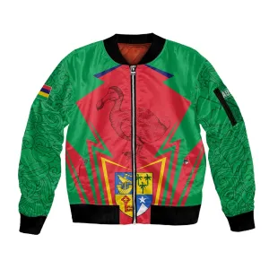 Mauritius Dodo Sleeve Zip Bomber Jacket Flag Coat of Arms Traditional Patterns TS04