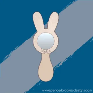 MDF and Acrylic Mirror - Handheld Bunny