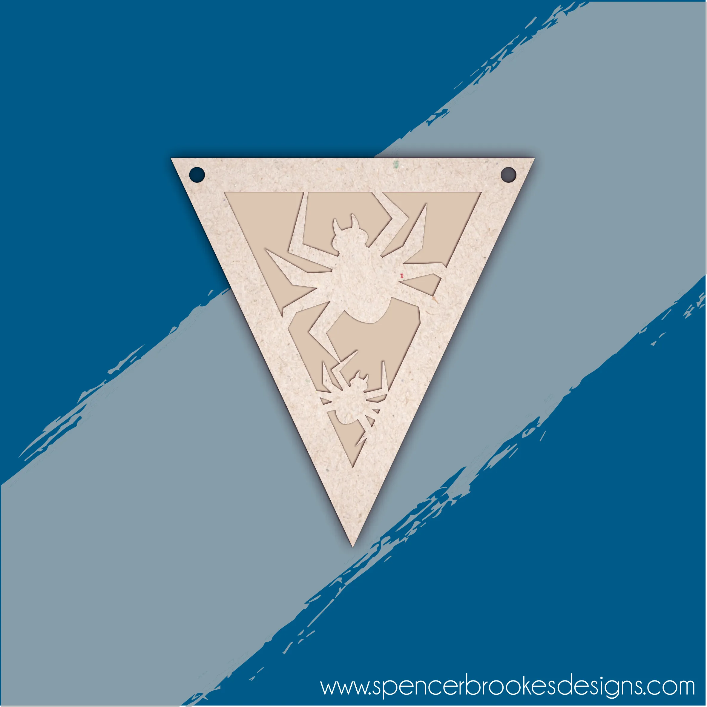 MDF Layered Triangle Halloween Flag Bunting - Spiders