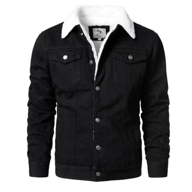 Men Denim Jackets Winter Fleece Blue Jeans Coats High Quality Male Thicker Warm Casual Coats Solid Classic Denim Jackets 6XL