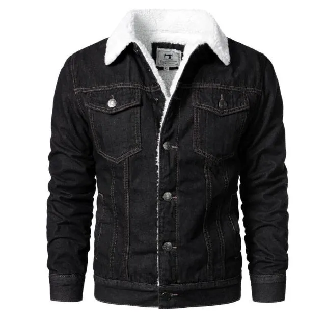 Men Denim Jackets Winter Fleece Blue Jeans Coats High Quality Male Thicker Warm Casual Coats Solid Classic Denim Jackets 6XL