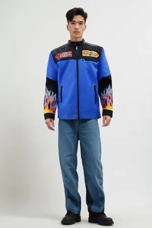 MEN'S RACING WOVEN PU JACKET-Blue/Black