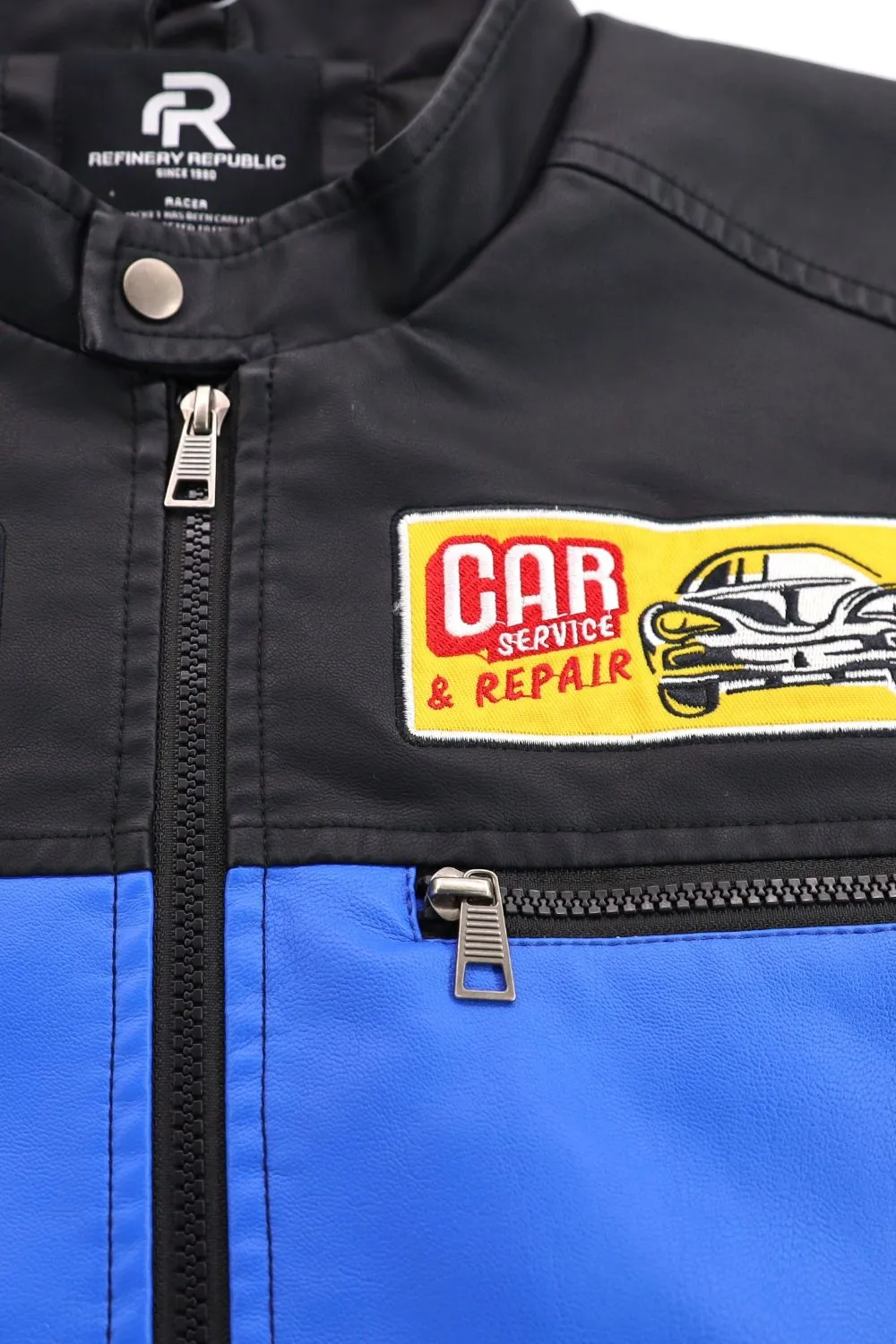 MEN'S RACING WOVEN PU JACKET-Blue/Black