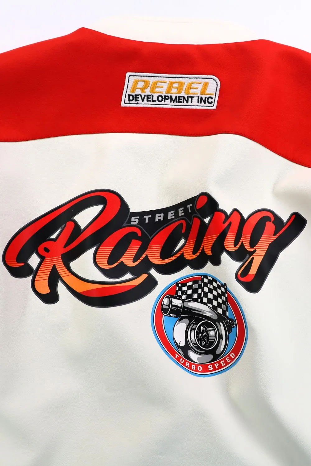 MEN'S RACING WOVEN PU JACKET-Red/Black