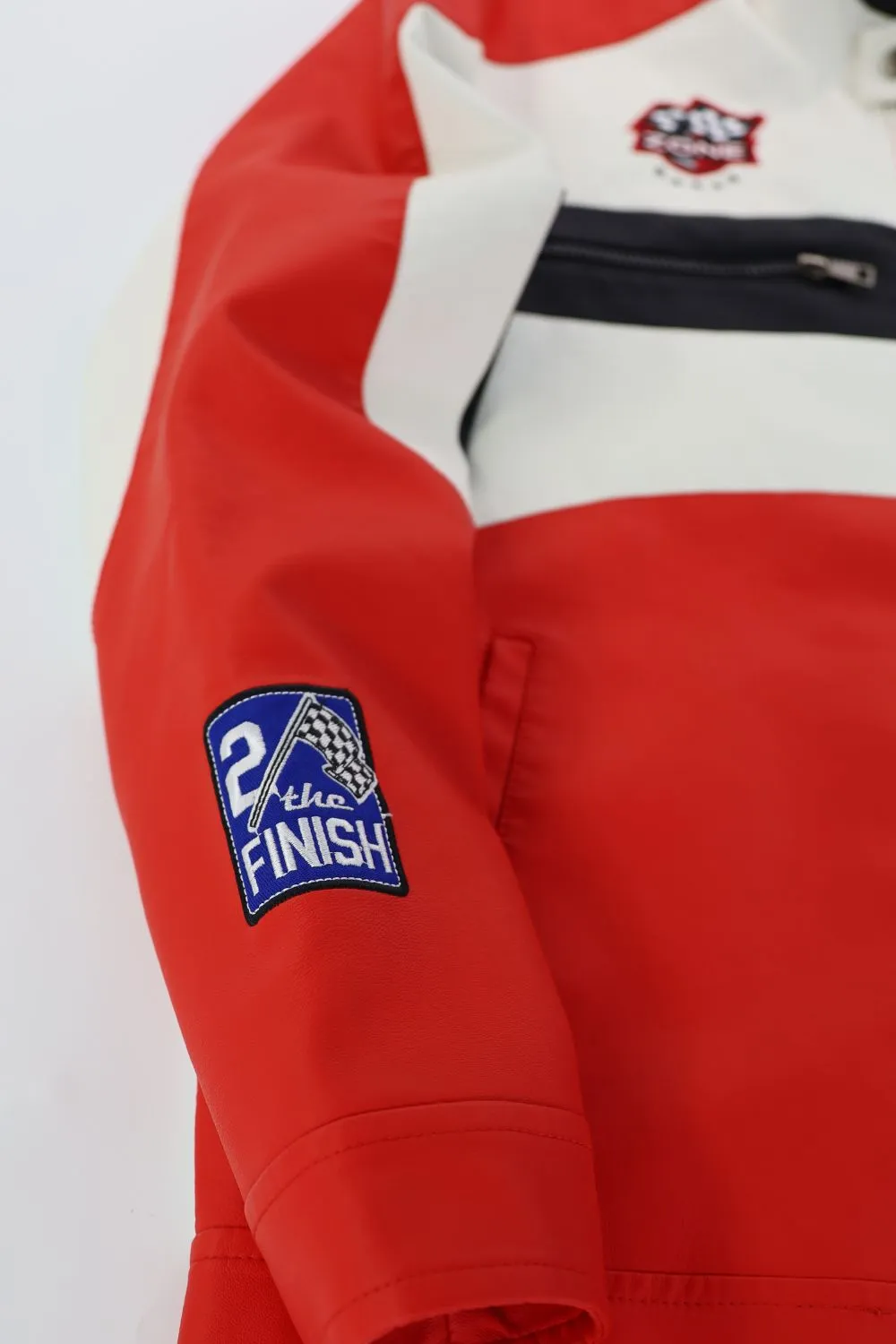MEN'S RACING WOVEN PU JACKET-Red/Black