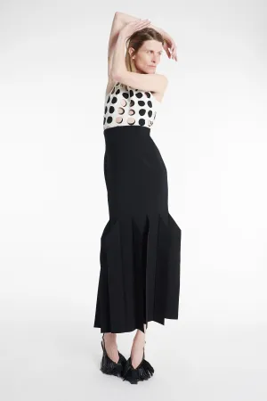 Midi Length Skirt With Hem Panel Detail Black