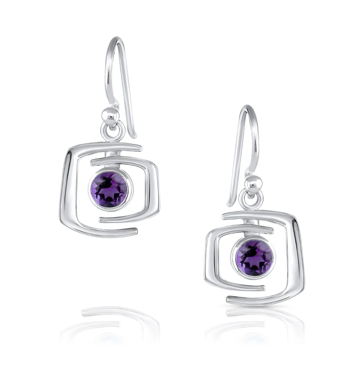 Modern Amethyst Dangle Earrings