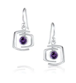 Modern Amethyst Dangle Earrings