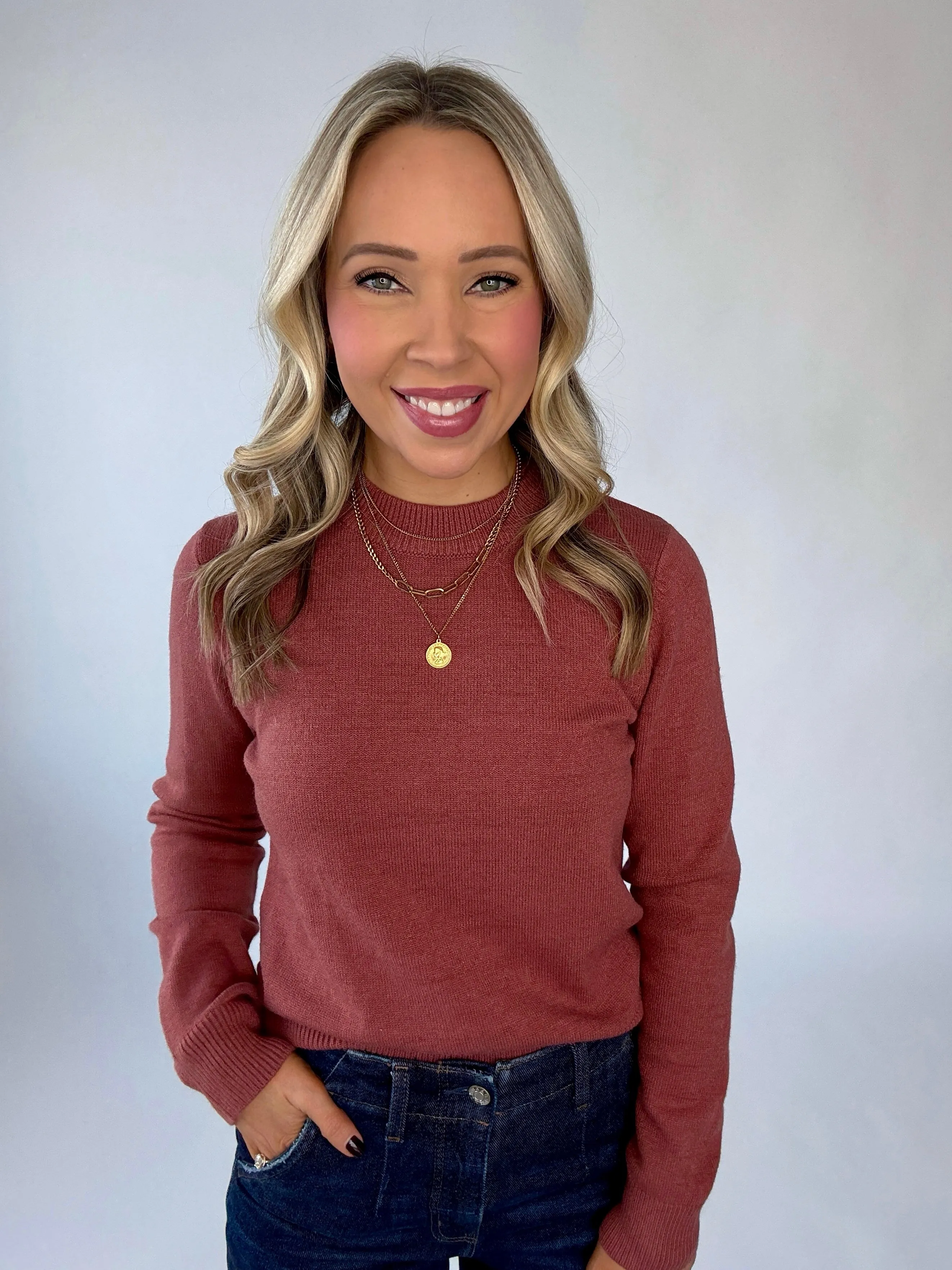 Modern Classic Sweater- Rust