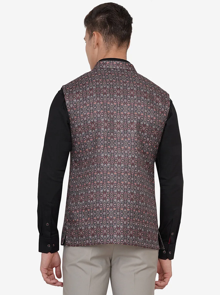 Multicolor Printed Regular Fit Bandhgala Jacket | JB Studio