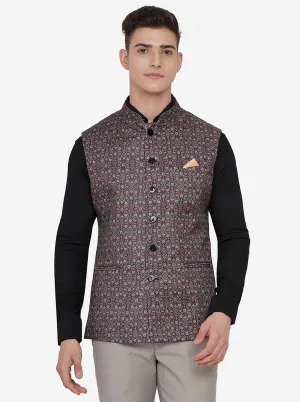 Multicolor Printed Regular Fit Bandhgala Jacket | JB Studio