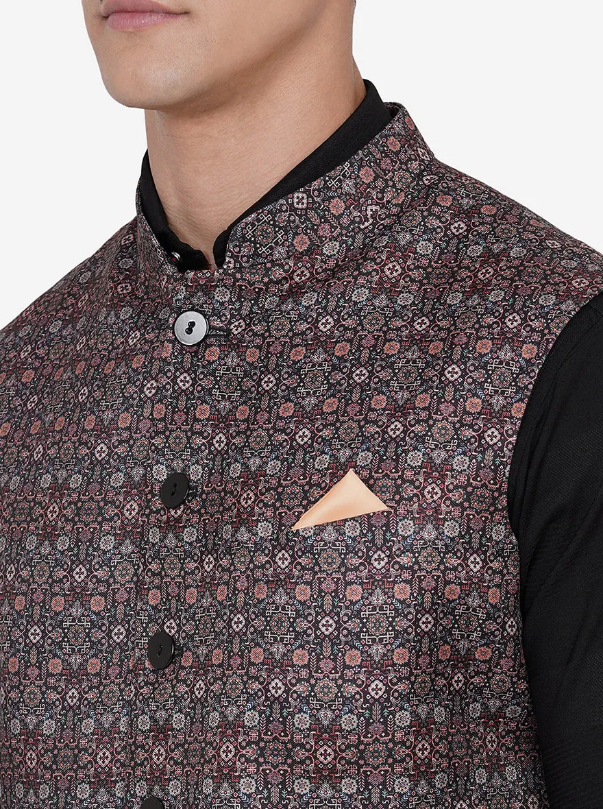 Multicolor Printed Regular Fit Bandhgala Jacket | JB Studio