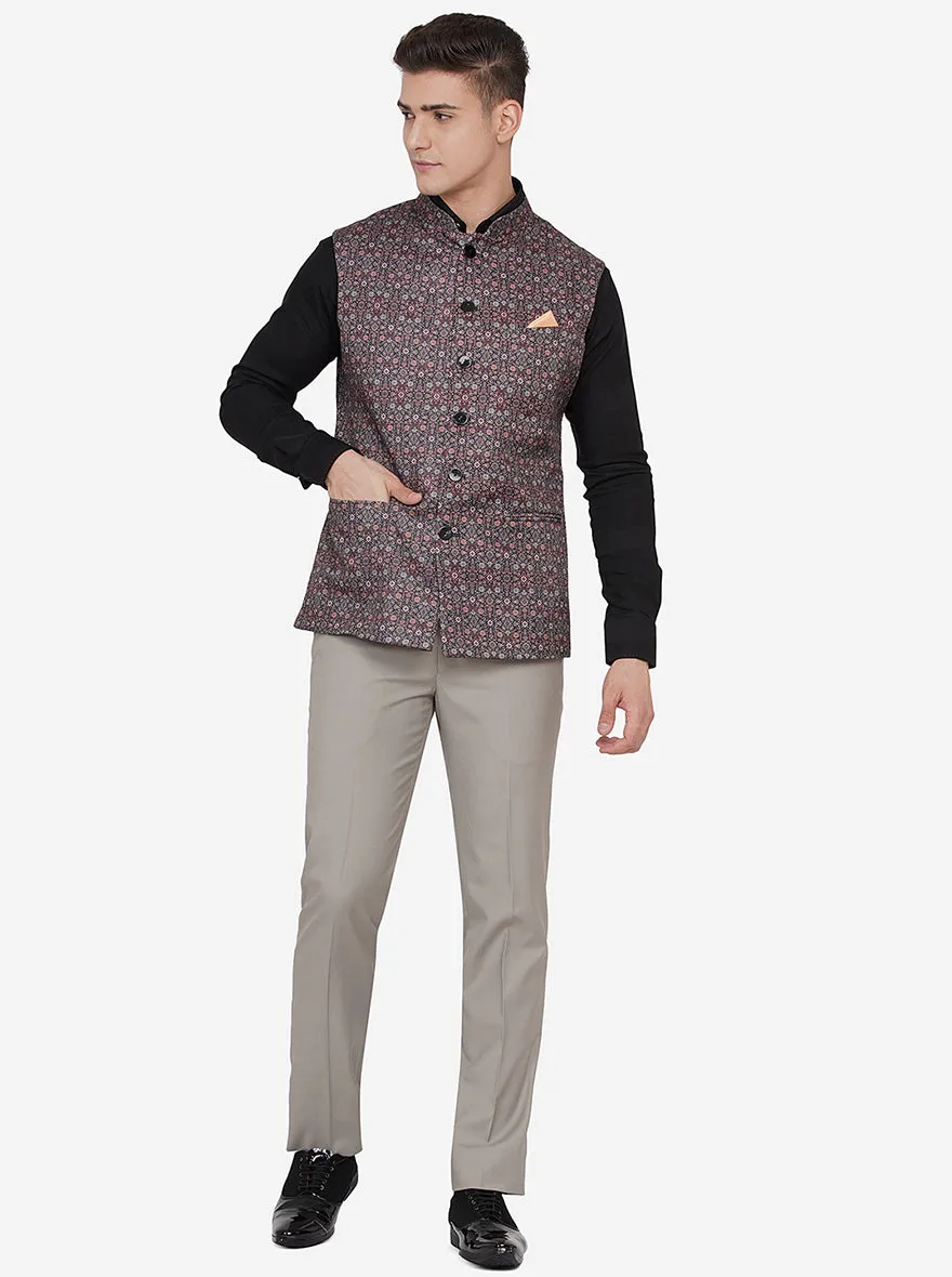 Multicolor Printed Regular Fit Bandhgala Jacket | JB Studio