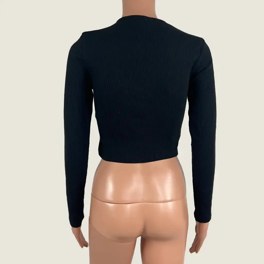 New Look Black Long Sleeve Crop Top 8