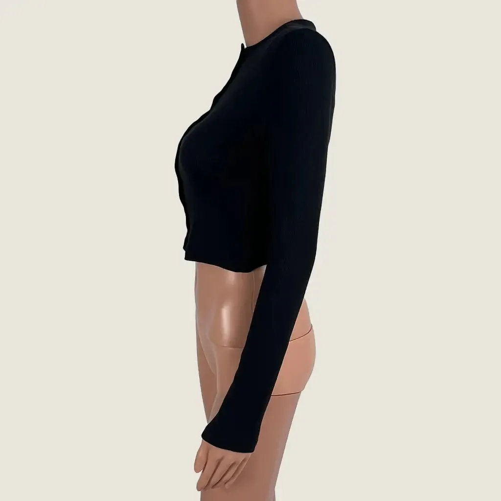 New Look Black Long Sleeve Crop Top 8